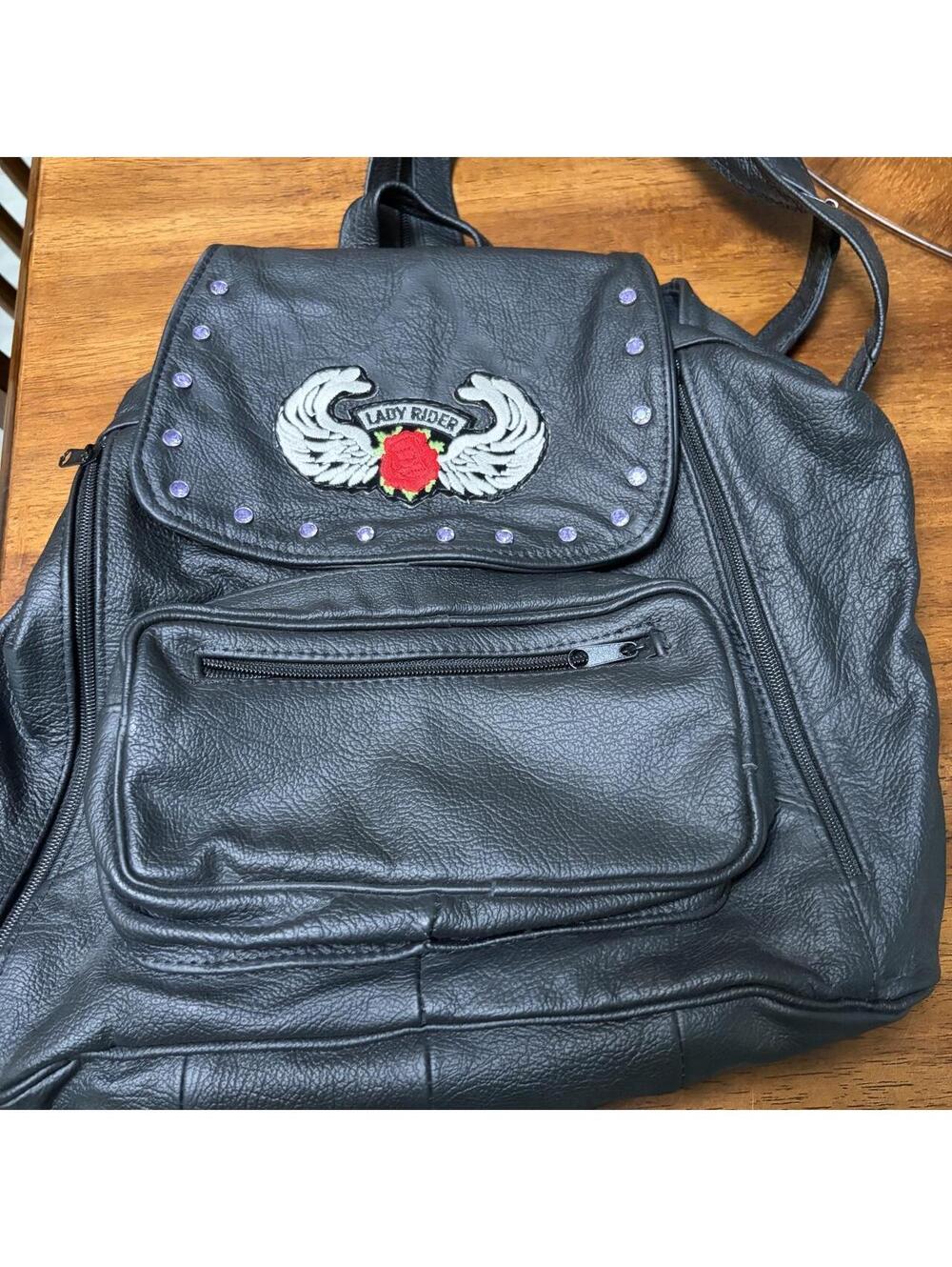 Women's Black Leather Backpack Bag